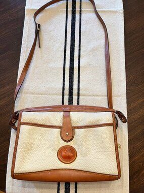 VTG Dooney Bourke Leather Purse Crossbody Shoulder Bag Brown Cream